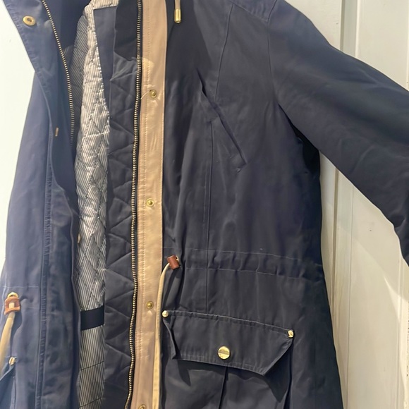 ZARA Navy Blue Hooded Jacket with Cinch Waist - Picture 4 of 7